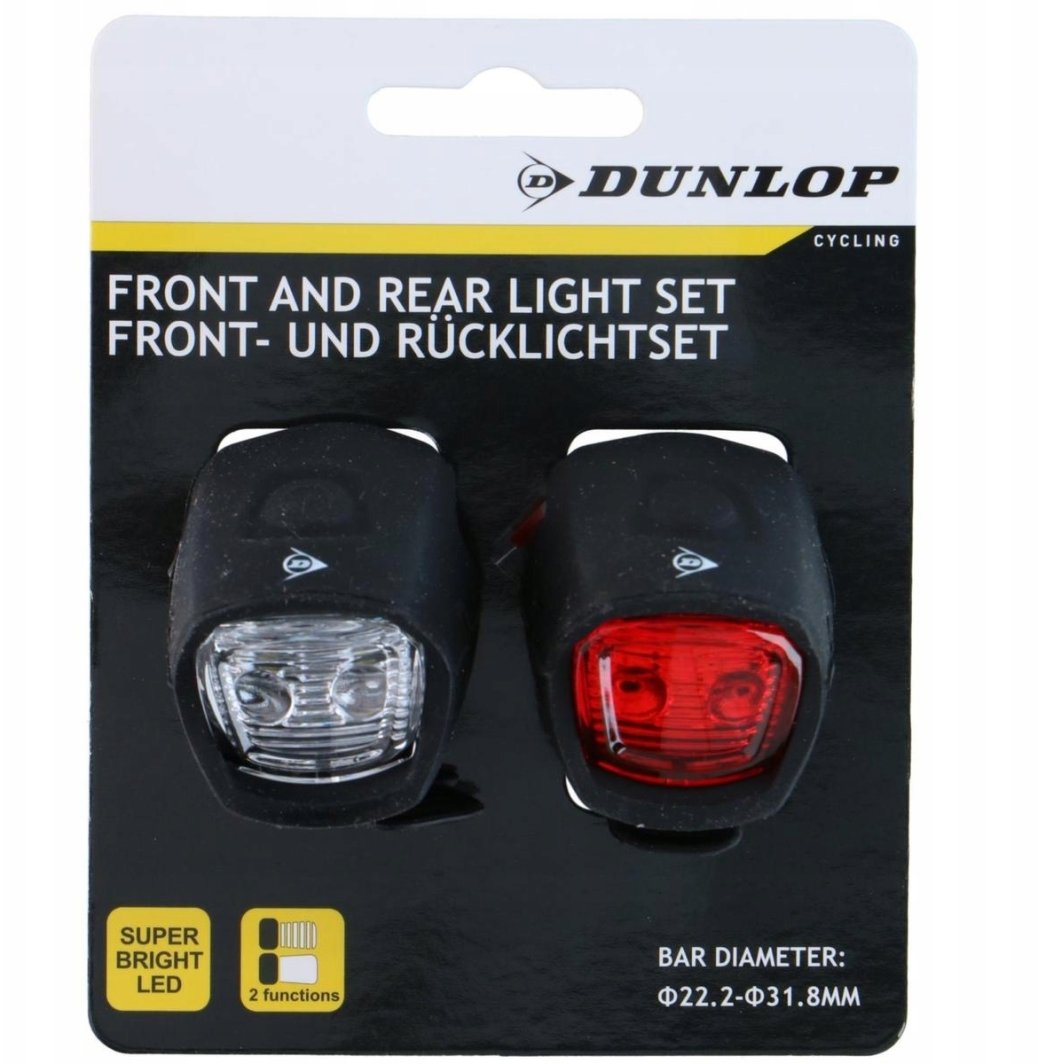ZESTAW SILIKONOWYCH LAMP ROWEROWYCH LED PRZÓD I TYŁ BLACK DUNLOP 1