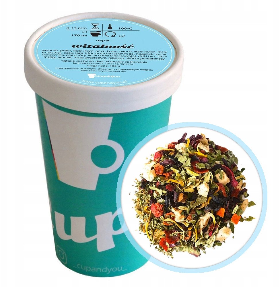 Herbata ziołowa bomba witaminowa WITALNOŚĆ mięta melisa hibiskus anyż 100g - herbata liściasta sypana mieszanka napar susz 1