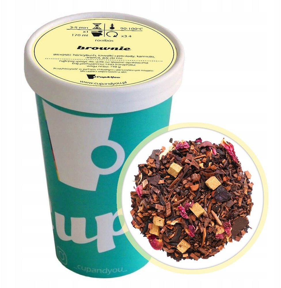Herbata Rooibos BROWNIE czerwonokrzew bezkofeinowa premium honeybush 150g - herbata liściasta sypana mieszanka napar susz 1