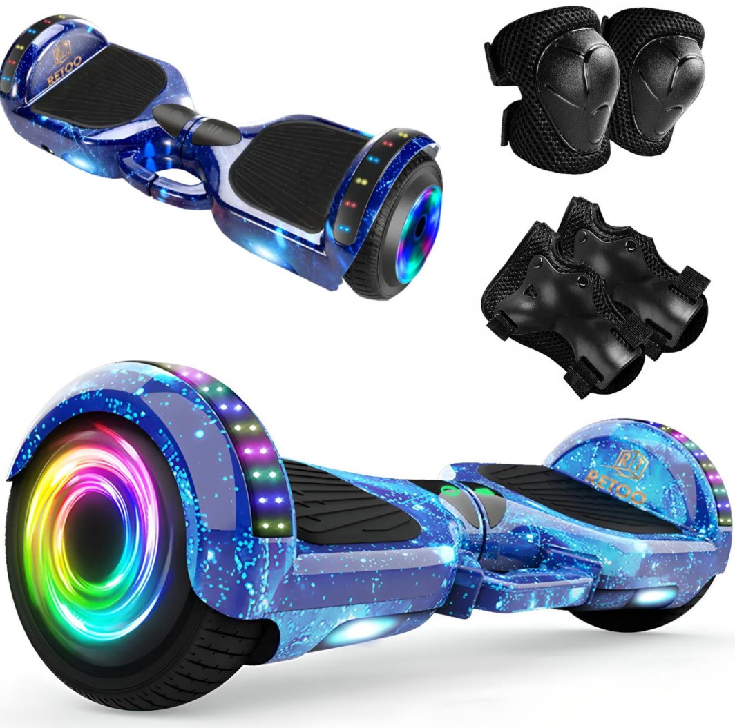 Deskorolka elektryczna Hoverboard z głośnikiem Bluetooth światłem LED ochraniaczami 6.5'' 1