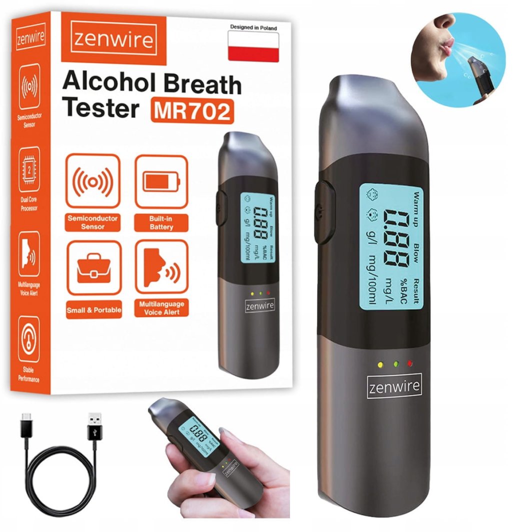 Alkomat Policyjny Bezustnikowy Profesjonalny Bez Ustnika Akumulator USB-C 1