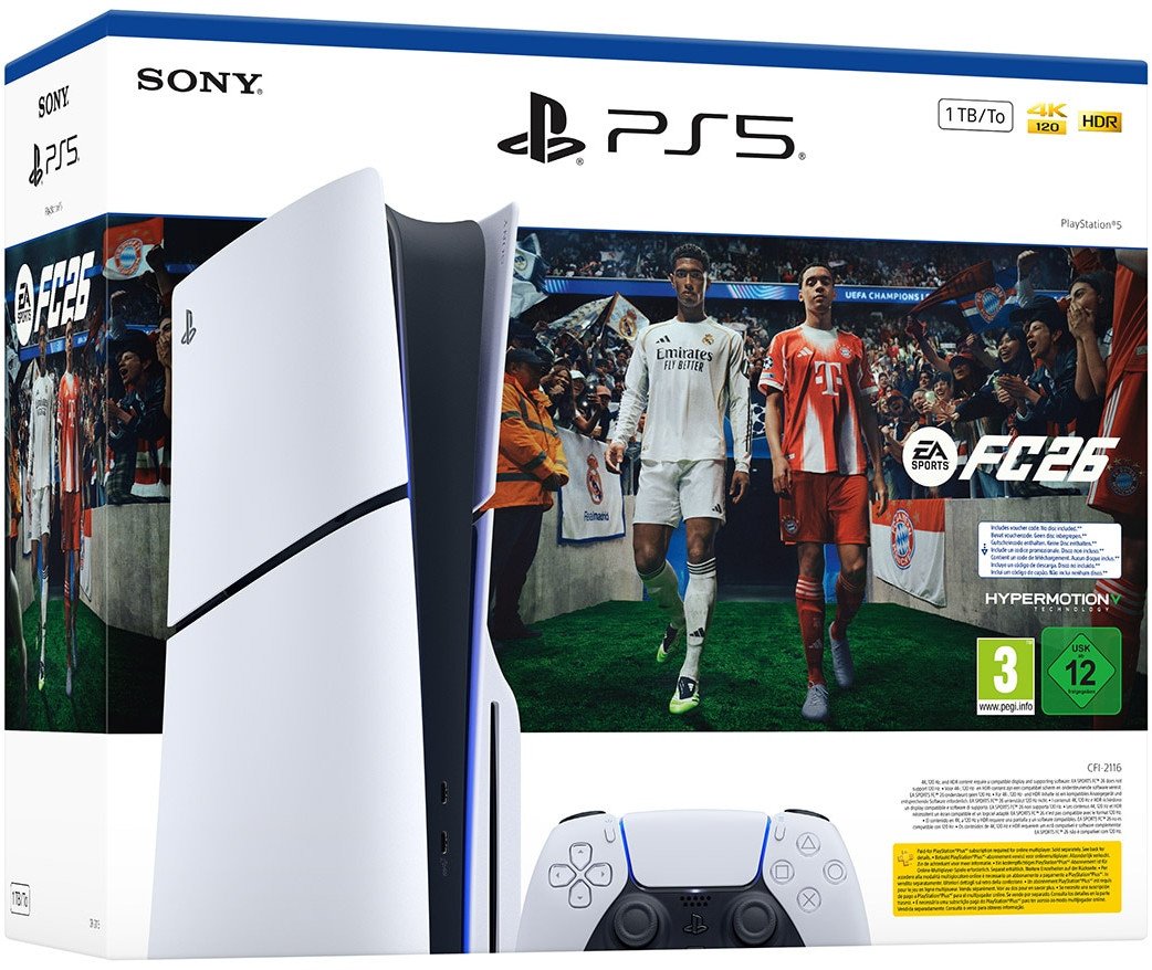 Sony PlayStation 5 Slim 1 TB E-Chassis inkl. FC26(weiß/schwarz) 1