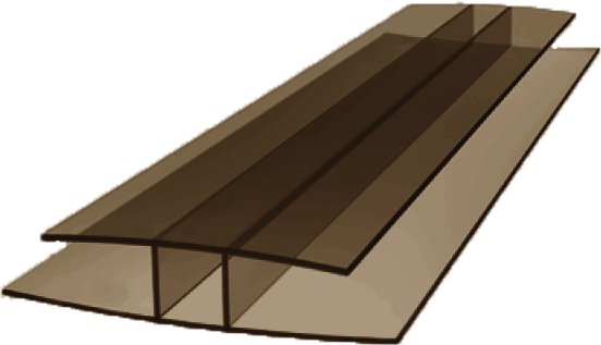 H-profil łączący 3000mm poliwęglan dymiony brąz 10mm 1