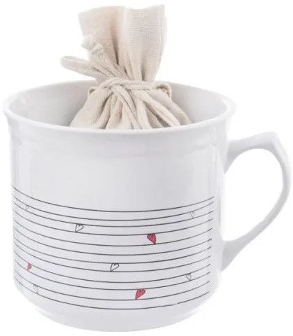 Kubek ceramiczny z woreczkiem na herbatę biały SERCE duży 650 ml ORION 128852 1