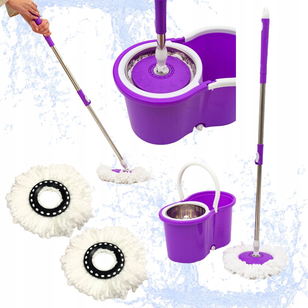 MOP OBROTOWY WIRUJĄCY 360 NAPĘD W RĄCZCE WIADRO + 2 WKŁADY 1