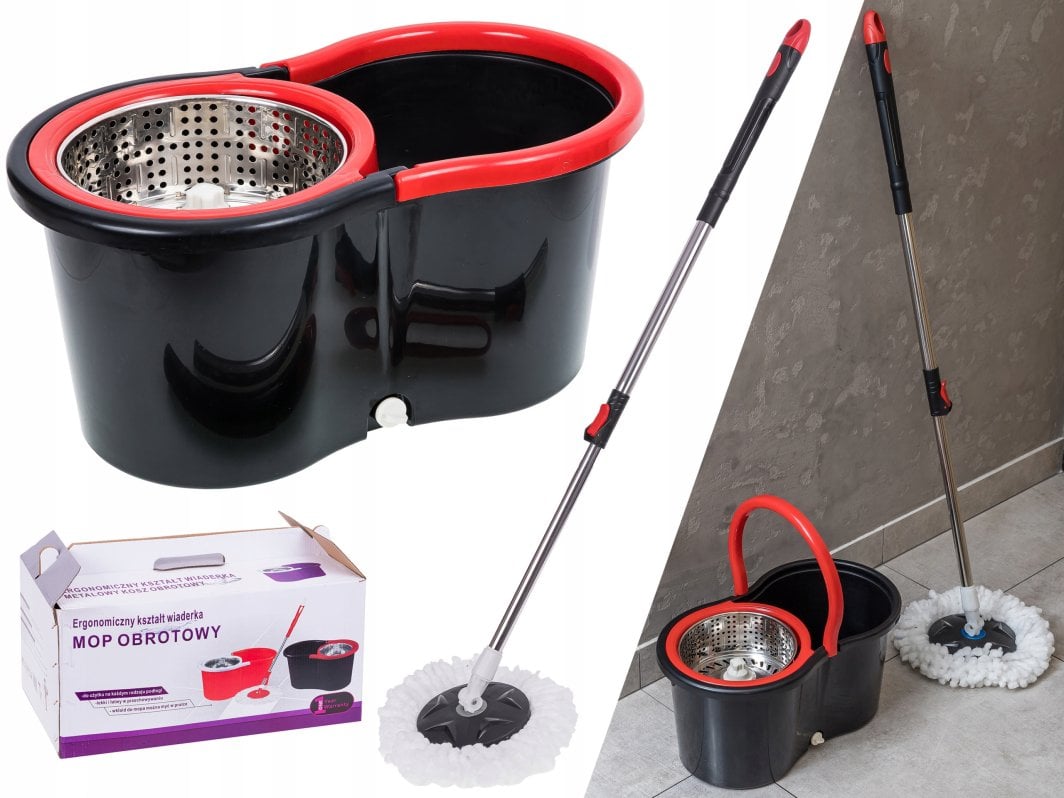 MOP OBROTOWY WIRUJĄCY 360 NAPĘD W RĄCZCE WIADRO + 2 WKŁADY 1