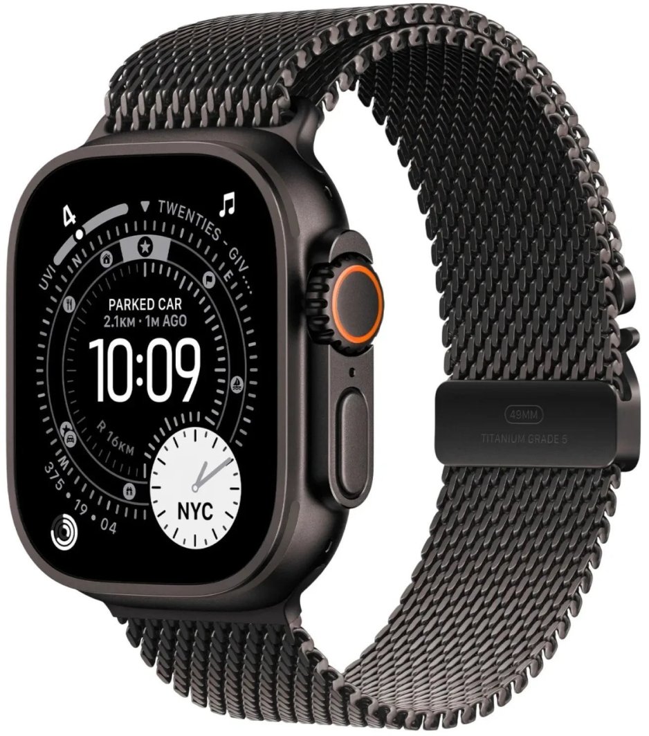 Smartwatch Apple Watch Ultra 3 GPS + Cellular 49mm Black Titanium / Titanium Milanese Loop L Czarny  (MF1T4ET/A) 1