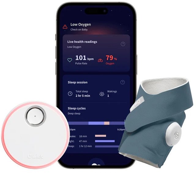 Owlet Dream Sock Pulsoksymetr monitor parametrów niemowlaka niebieski 1