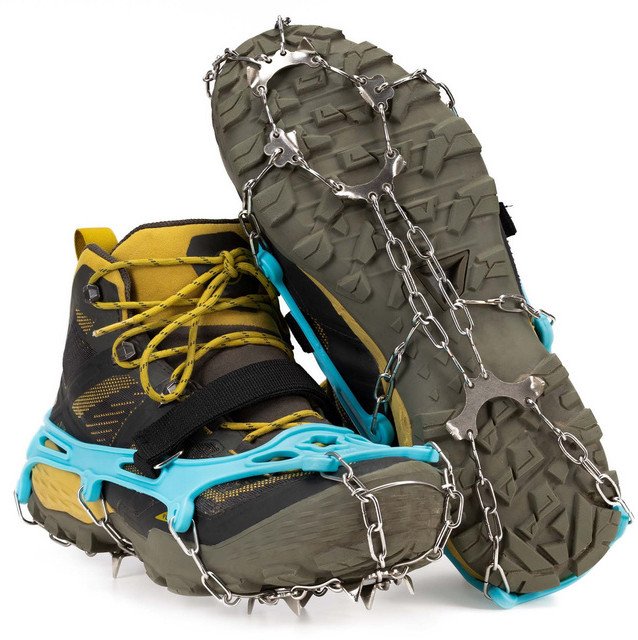 Raczki na buty stalowe antypoślizgowe turystyczne nakładki rozmiar 40-45 turkusowe UNIWERSALNY 1