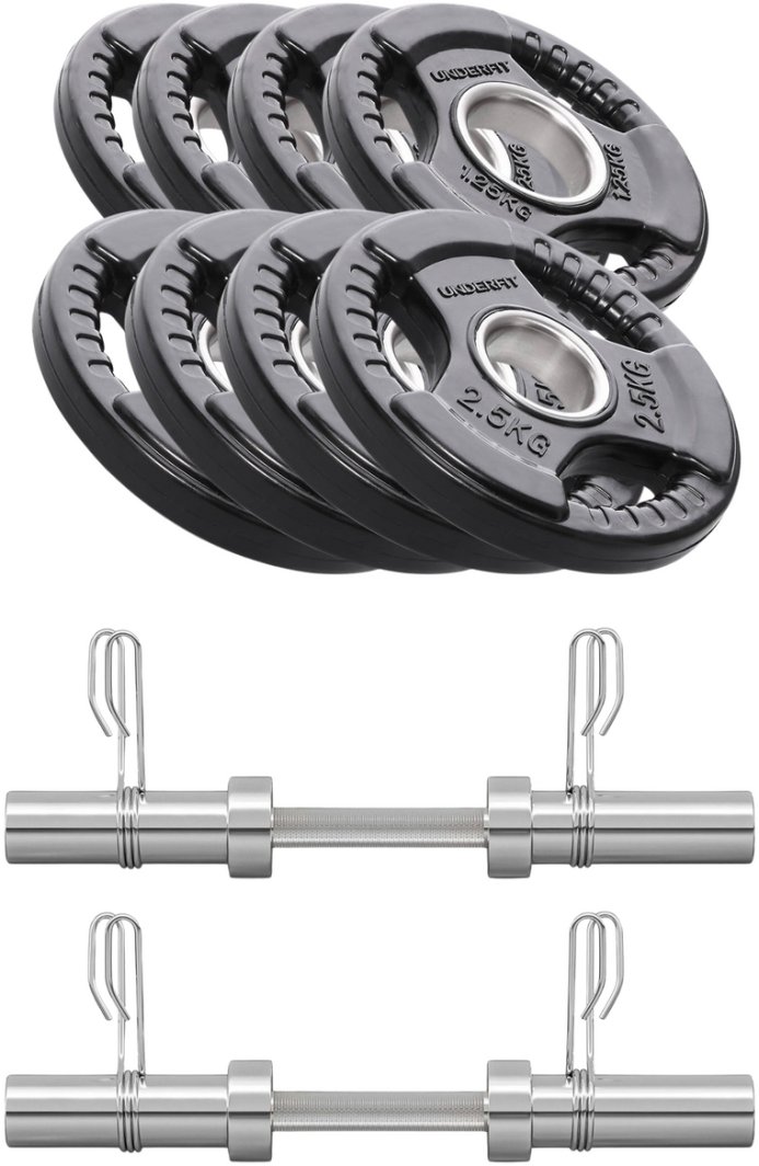 Zestaw hantli olimpijskich regulowanych UNDERFIT 2 x 12,5 kg gryf obciążenie 1