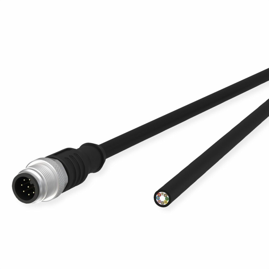 Kabel czujnika/siłownika METZ CONNECT M12, kod A, złącze M12 proste - otwarty koniec, czarny, 2 m 1