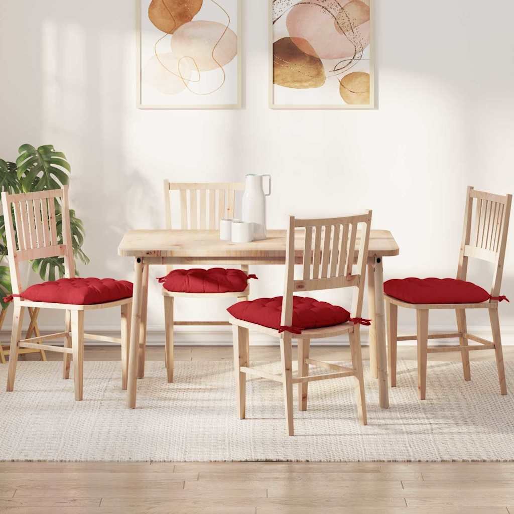 vidaXL Poduszki na siedziska 2 pcs Czerwony 40 x 40 x 6 cm tkanina