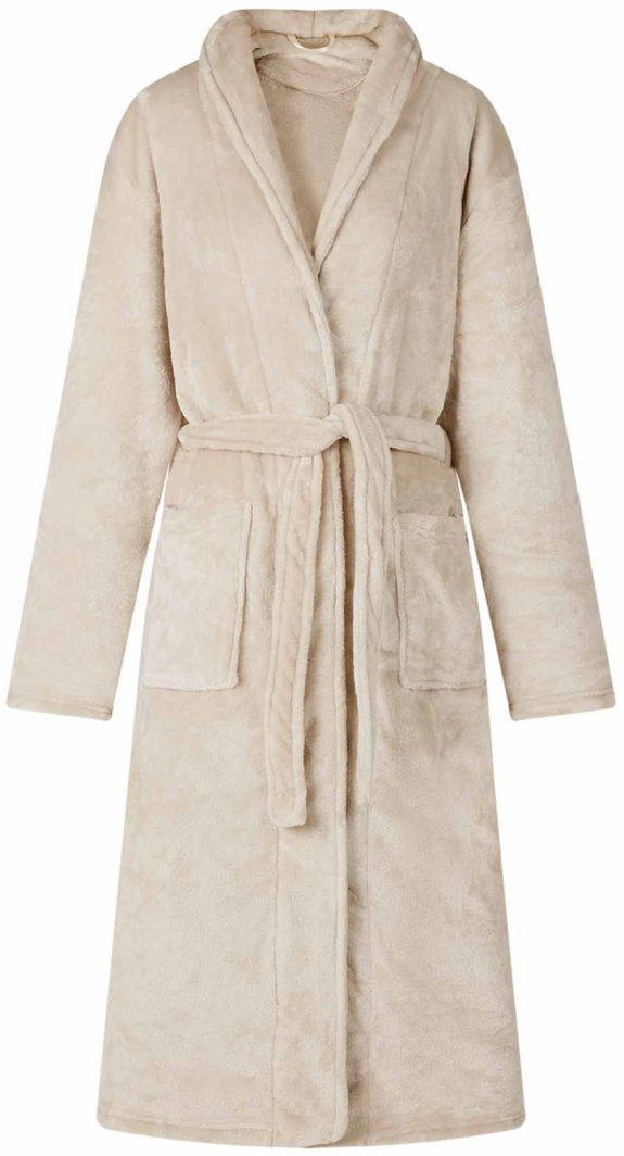 vidaXL Szlafrok bez kaptura Beżowy l Flanela 1