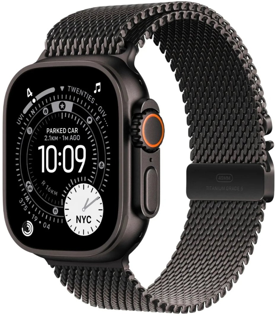 Smartwatch Apple Watch Ultra 3 GPS + Cellular 49mm Black Titanium / Titanium Milanese Loop S Czarny  (MF1N4QF/A) 1