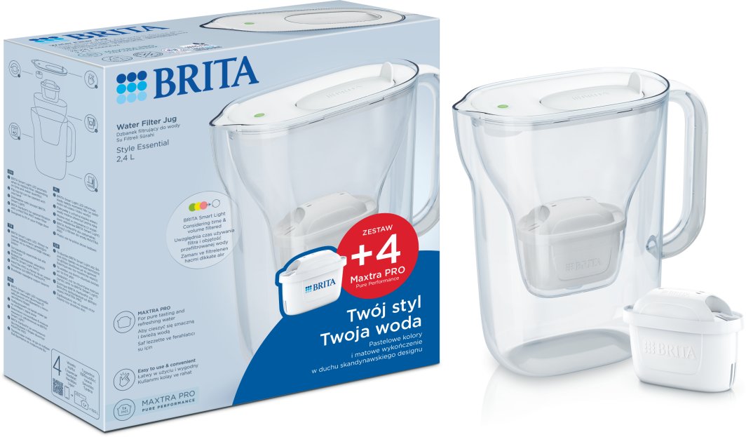 Dzbanek filtrujący Brita Style Essential biały + 4 Filtry MX Pro Pure Performance 1