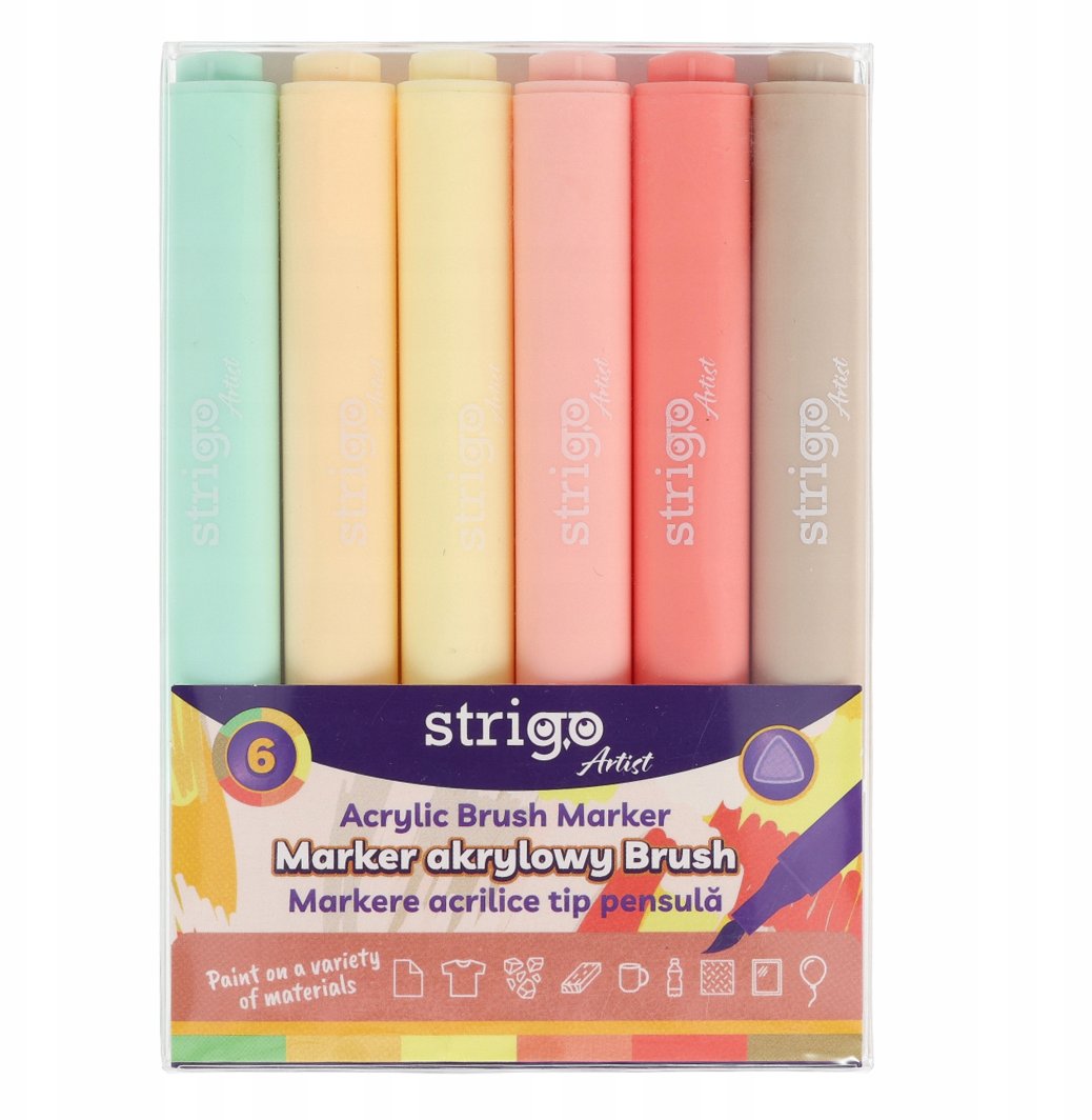 Strigo Marker akrylowy Brush 6 kolorów 1