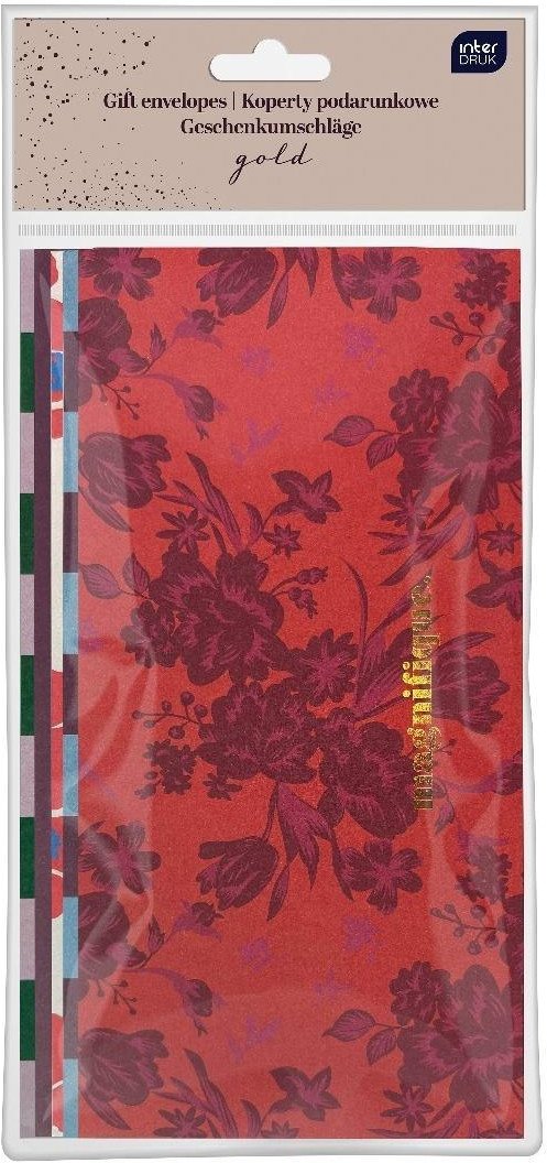 Koperty podarunkowe 22x11cm 5szt gold 1