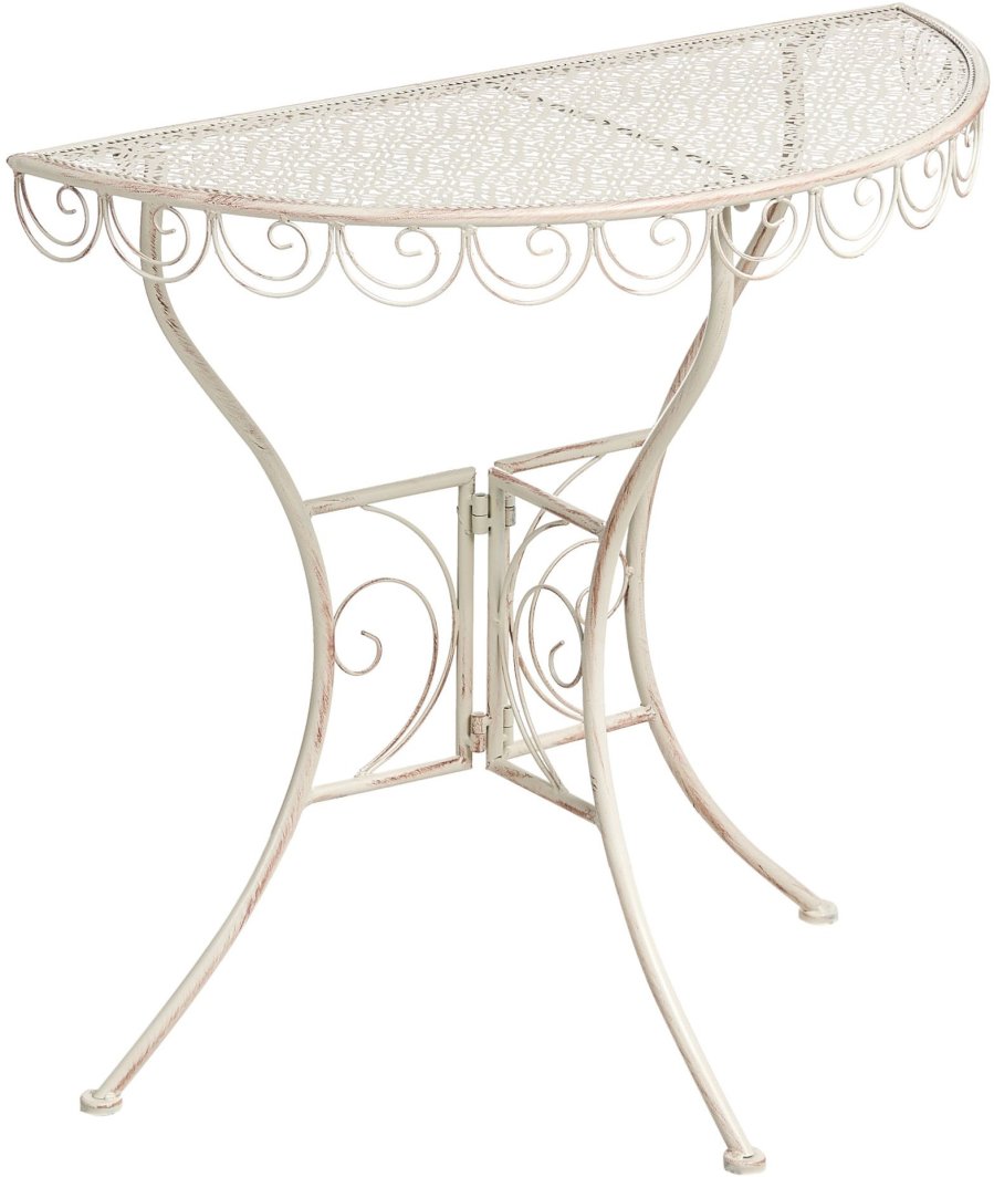 Stolik bistro JUINA 80 cm 36 cm Metal Jasnobeżowy 1