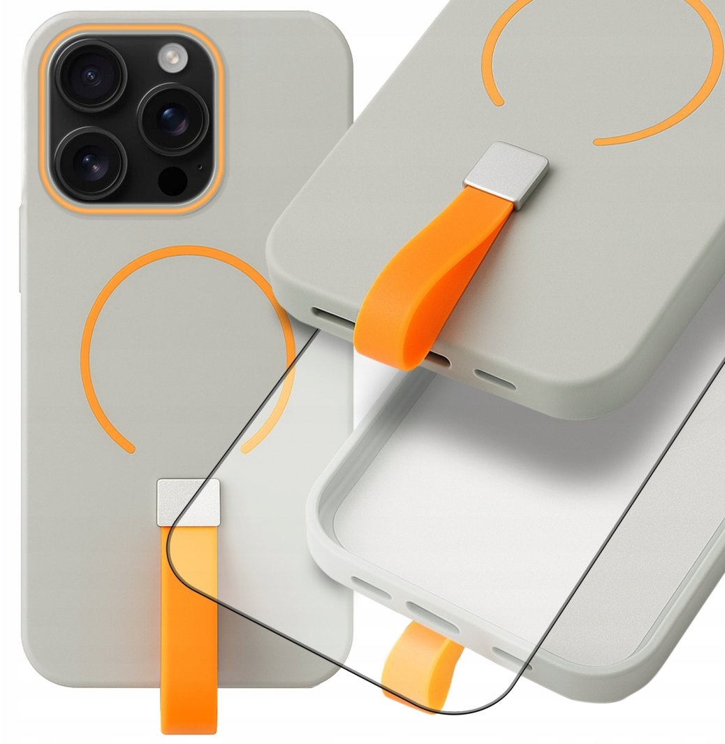 Alogy Etui Do Apple iPhone 16 Pro Max Do MagSafe (Szary, Uchwyt na palec) Szkło 1