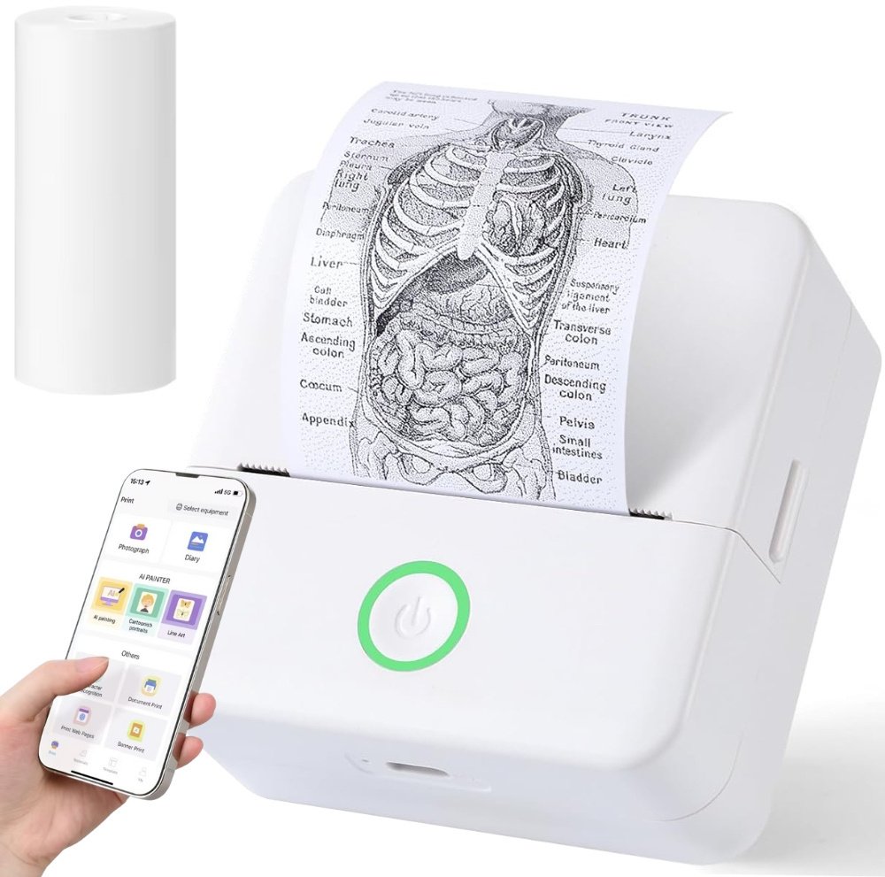 Mini drukarka termiczna bezprzewodowa przenośna drukuś do zdjęć notatek 1