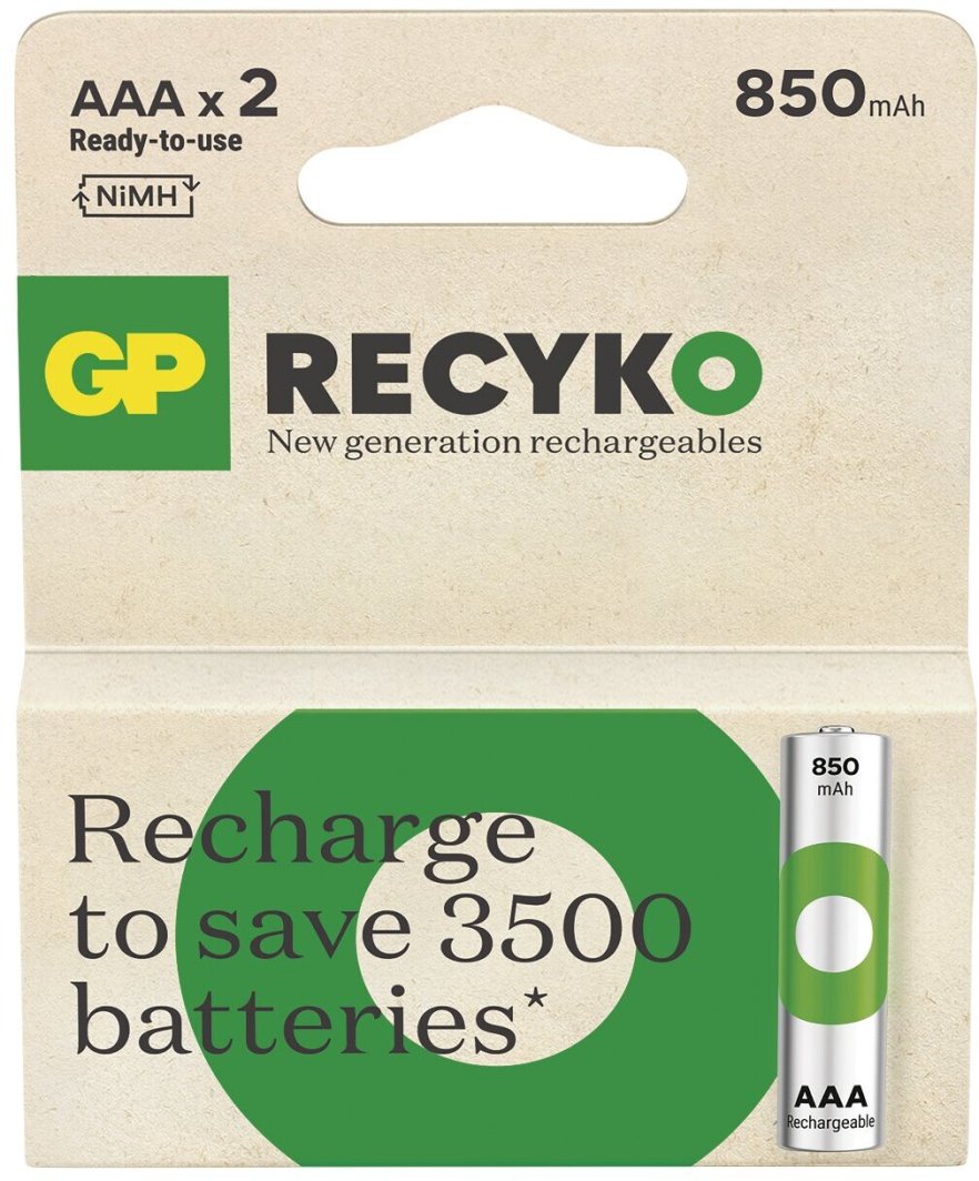 GP 2 x akumulatory AAA / R03 Ni-MH ReCyko 850mAh