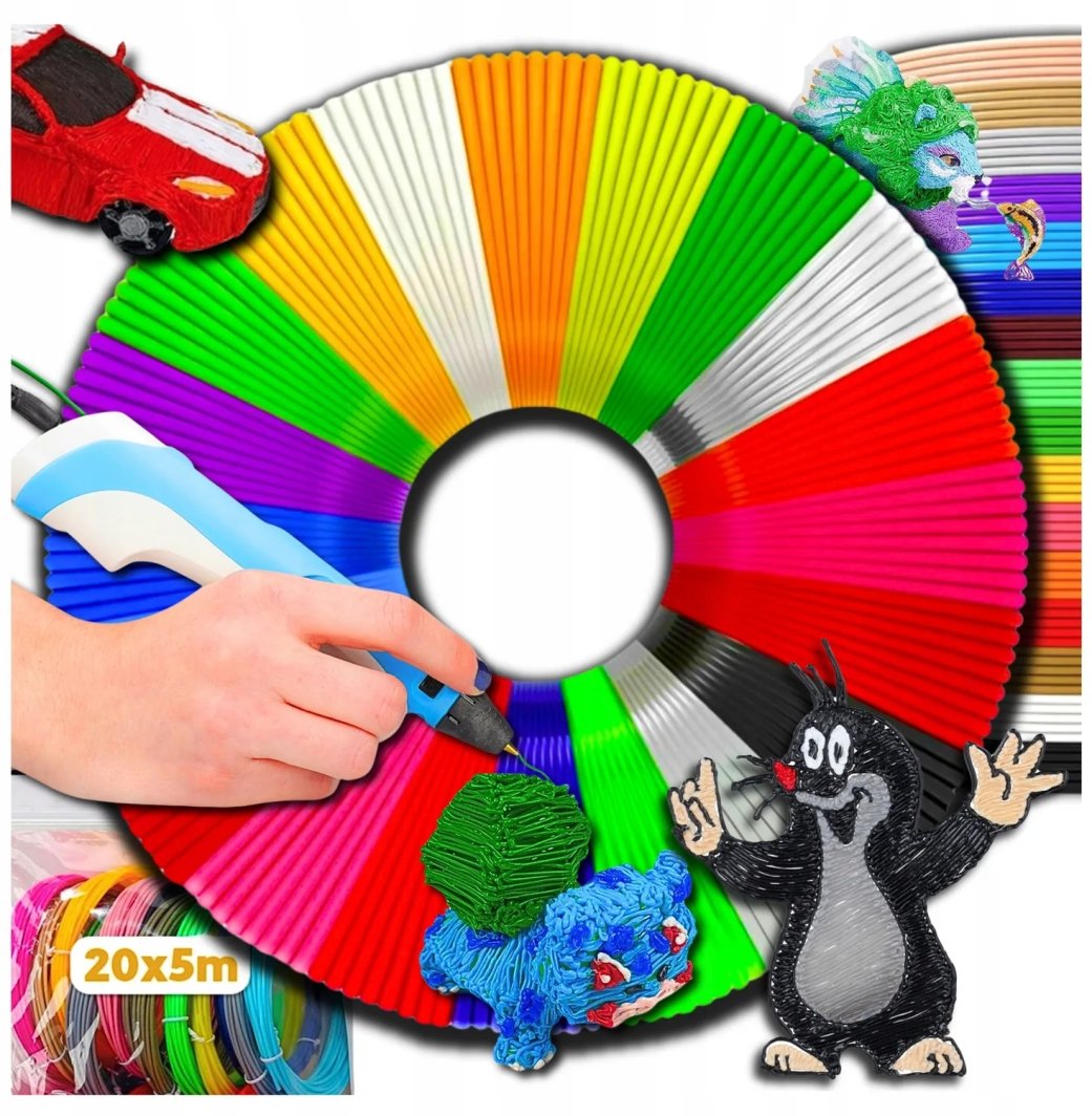 FILAMENT PCL DO DŁUGOPISU 3D 100M 20X5 KANZA 1