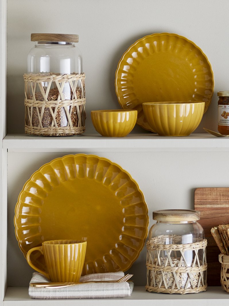 Bloomingville Talerz Żółty Ceramika