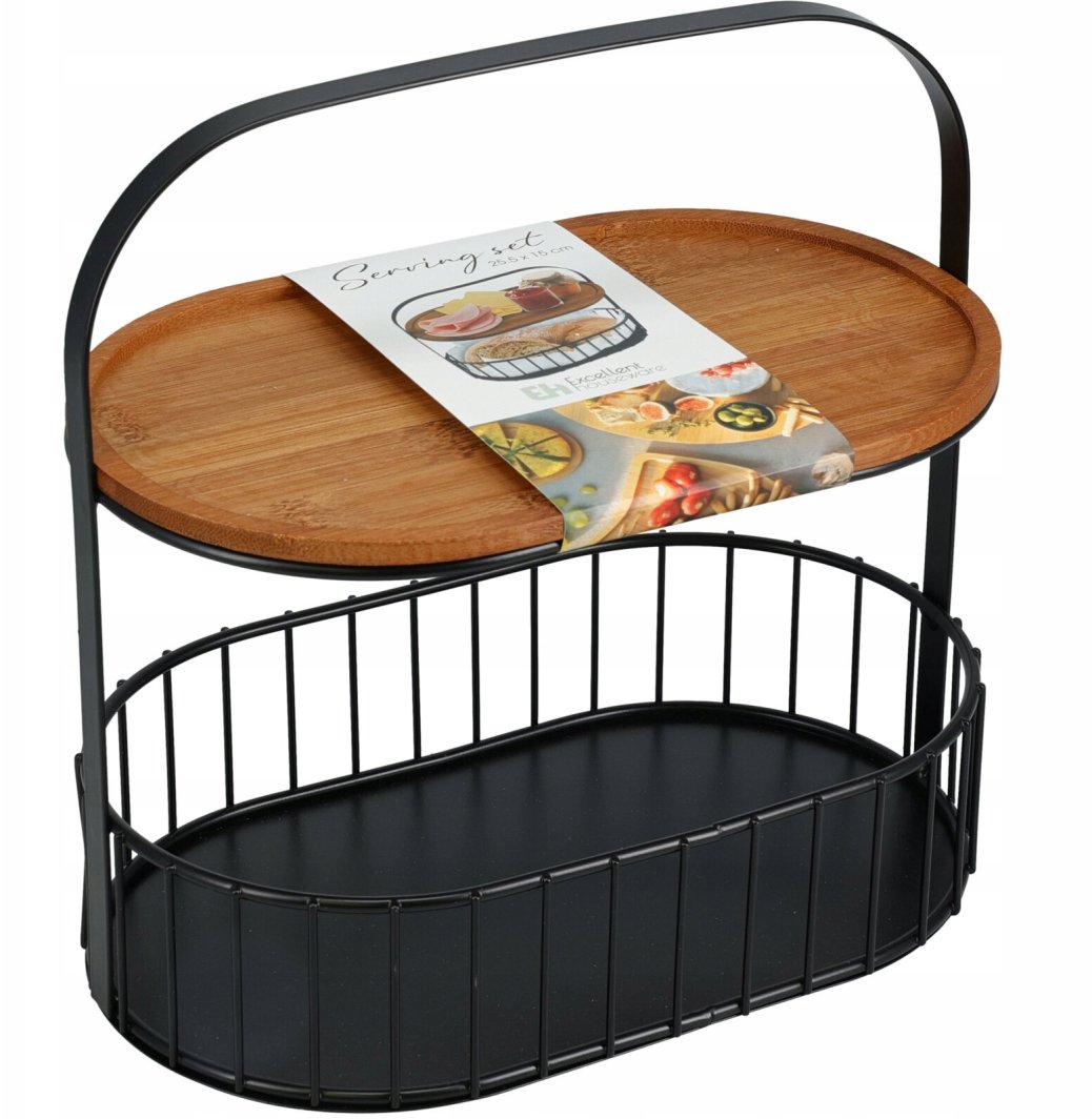 Springos Patera do serwowania przekąsek metalowy koszyk z uchwytem, 24 x 15 x 25 cm