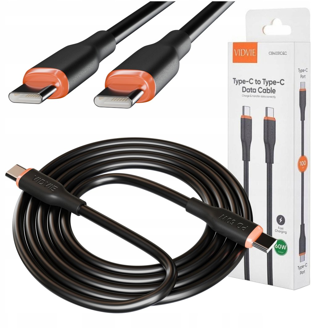 Kabel USB Vidvie SZYBKI KABEL USB TYP-C PRZEWÓD MOCNY SZYBKIE ŁADOWANIE 60W 1m 1
