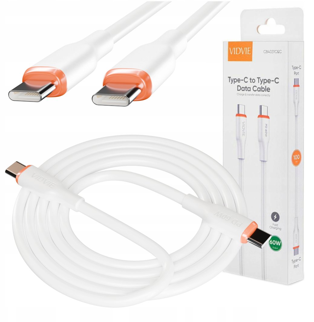 Kabel USB Vidvie SZYBKI KABEL USB TYP-C PRZEWÓD MOCNY SZYBKIE ŁADOWANIE 60W 1m 1