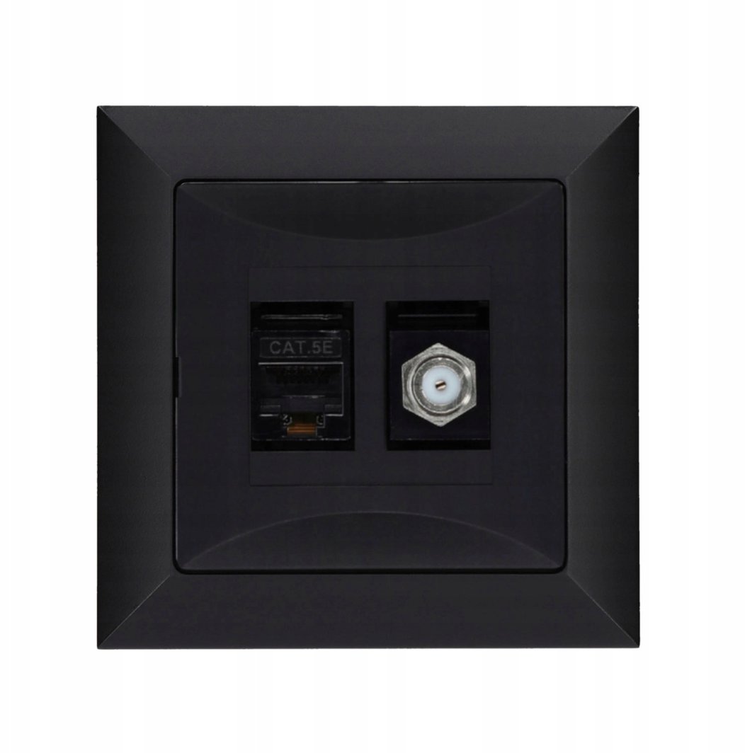 Düwi Gniazdo podtynkowe typu F + gn. RJ-45 Pola czarne, 33205