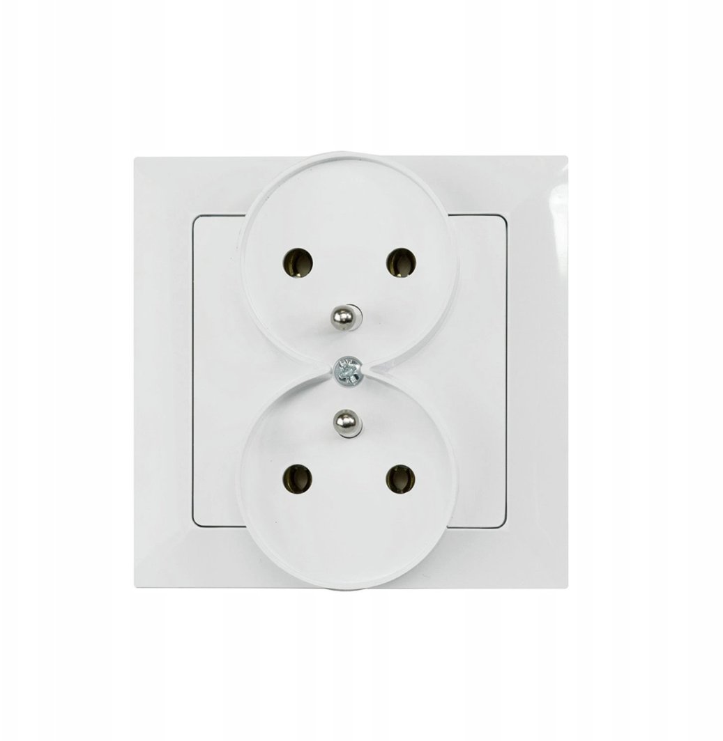 Gniazdo podtynkowe podwójne 2x2p+Z do ramki, Pola białe, 33028