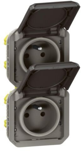 Legrand PLEXO 55 Gniazdo 2x2P+Z pionowe mechanizm 16A - 250V AC antracyt 069843L