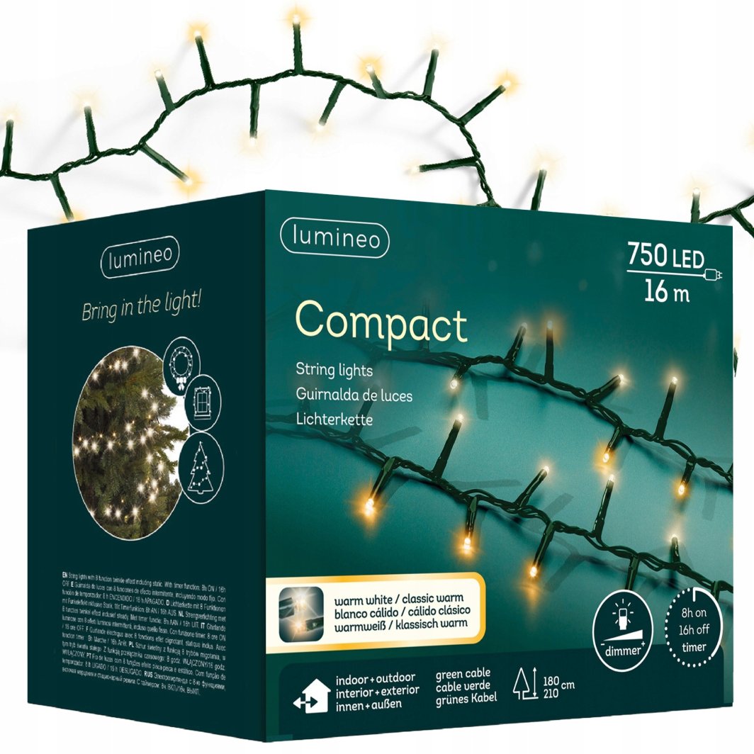Electric outdoor garland LUMINEO COMPACT, 750 LED, IP44, warm white, 16 m