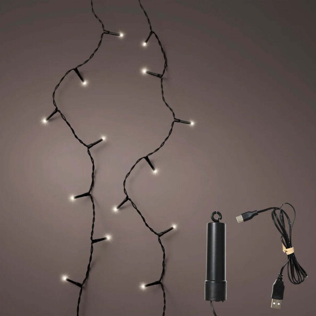 Electric LED garland LUMINEO DURACHARGE 200LED IP44 rechargeable 1500mAh warm white 8 modes 15m