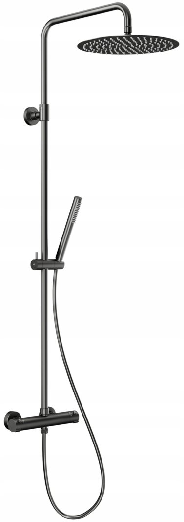 Zestaw prysznicowy KFA 5736-921-61 / MOZA / DESZCZOWNIA WANNOWA Z DŁUŻSZYM DRĄŻKIEM, Z BATERIĄ NATRYSKOWĄ TERMOSTATYCZNĄ, GUN METAL GREY PVD