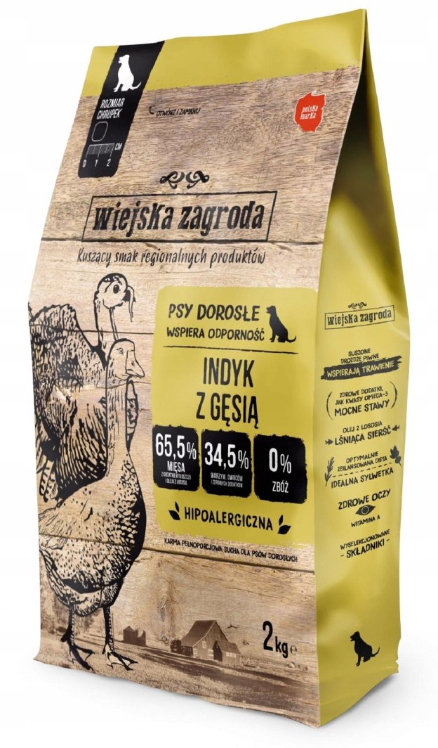 Wiejska Zagroda Indyk z gęsią sucha karma dla psa 2kg