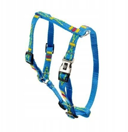 Barry King Szelki dla psa, etniczny wzór, taśma polipropylenowa, 20mm/50-80cm błękitna