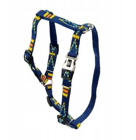 Barry King Szelki dla psa, granatowy, wzór etniczny, taśma polipropylenowa, 25mm/70-90cm