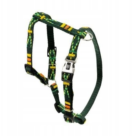 Barry King Szelki dla psa, zielony, wzór etniczny, taśma polipropylenowa, 20mm/50-80cm