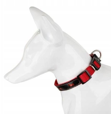 Barry King Obroża dla psa, wzór psów, odblaskowa plastik 25MM/57CM czerwona