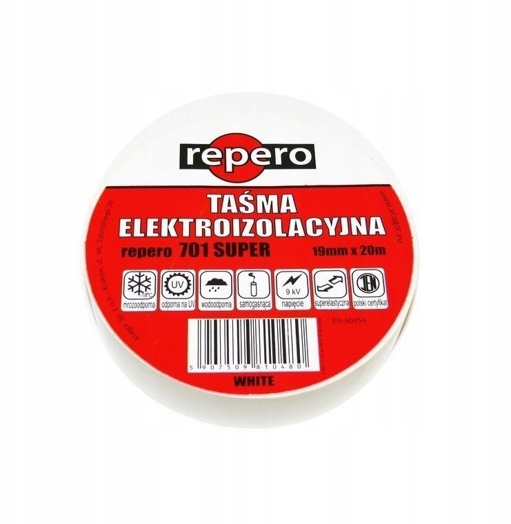 Blue Line TAŚMA IZOLACYJNA REPERO BIAŁA 19MMX20M