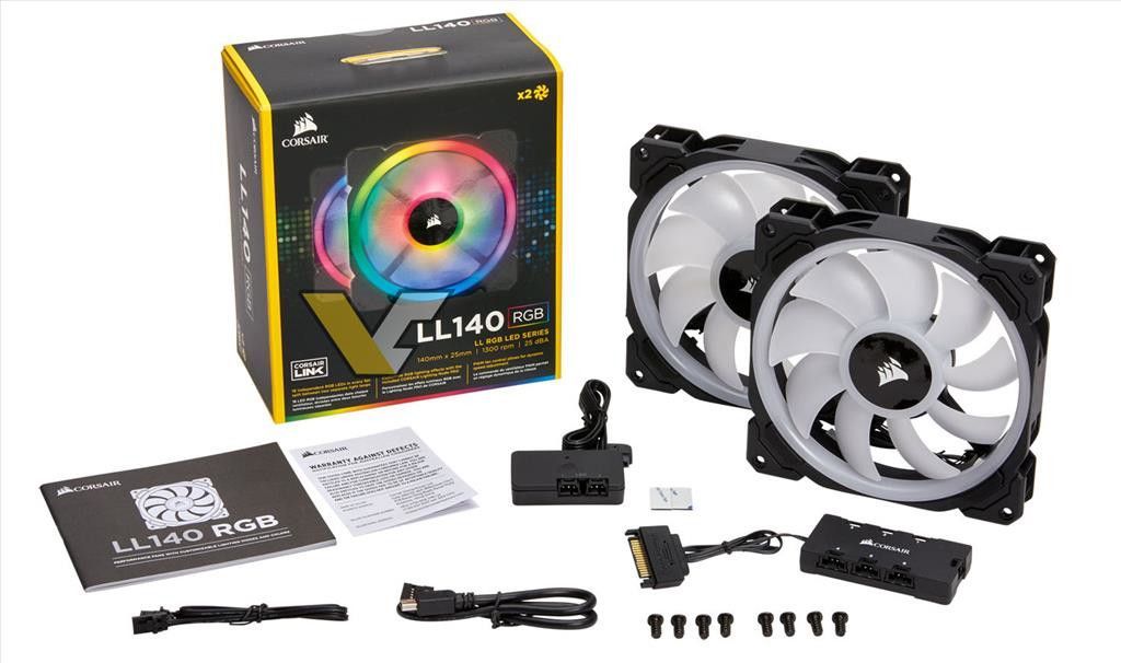 corsair LL120 LL140 その他 Corsair LL140 RGB 140mm 2-pack + Lighting Node PRO (CO