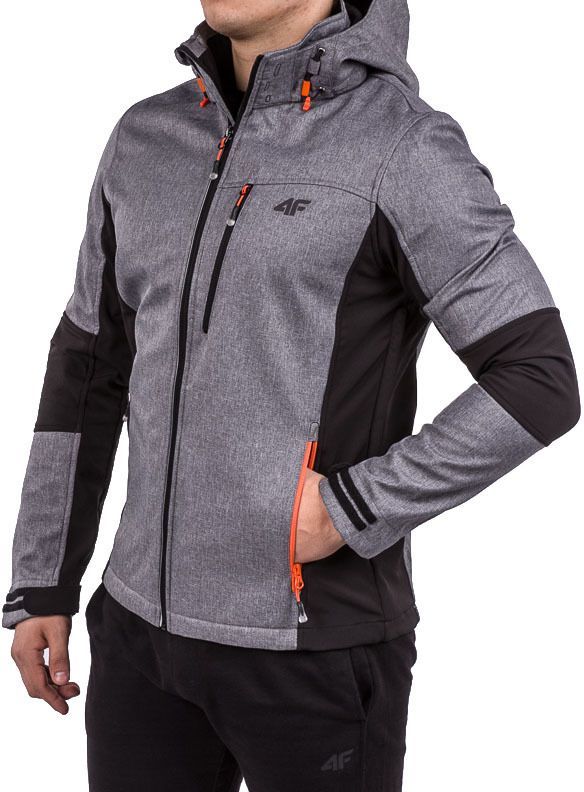 4f Kurtka męska softshell szary melanż r. M (H4L17 SFM004) w męska kurtka softshell 4f szara zielony zamek m