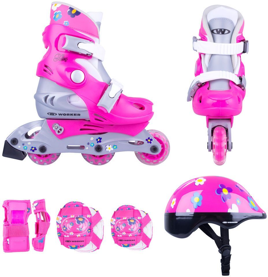 Rolki Worker Rolki dziecięce ZESTAW Polly różowe r. 30-33 1