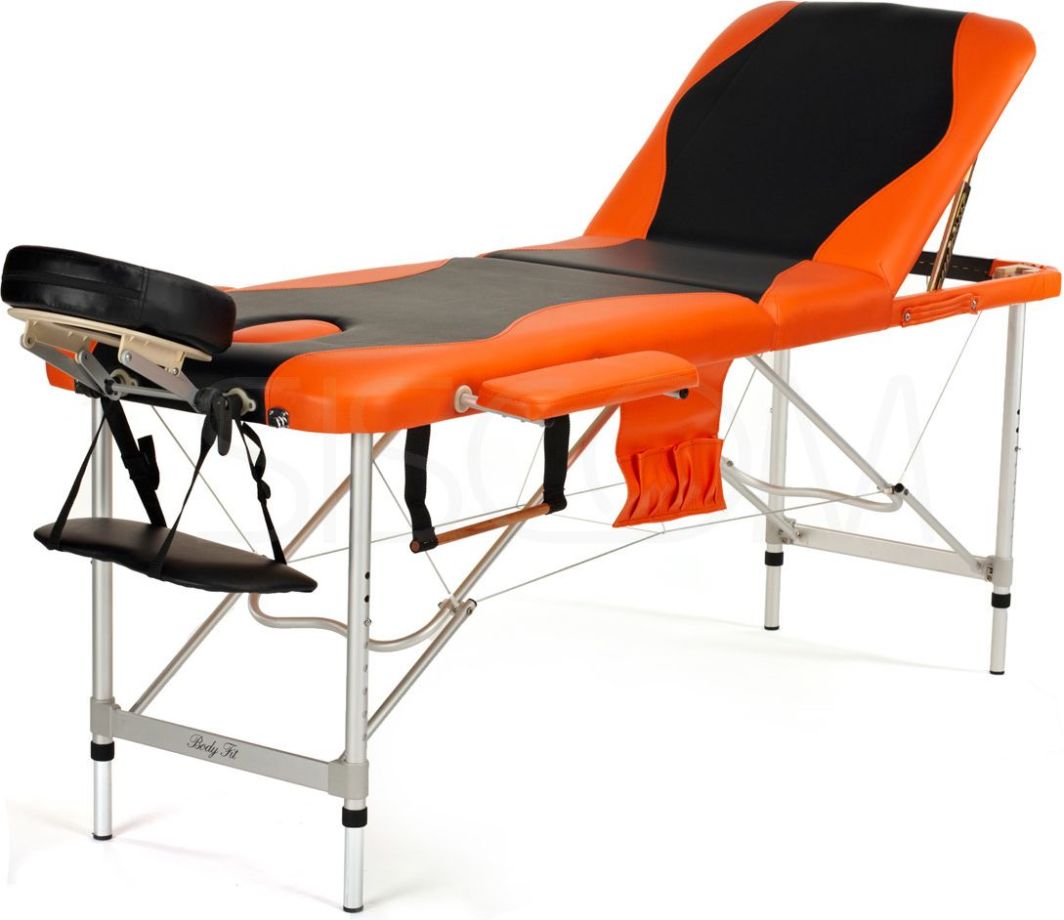 Bodyfit Łóżko do masażu 3 segmentowe aluminiowe czarno-pomarańczowe (1037) 1
