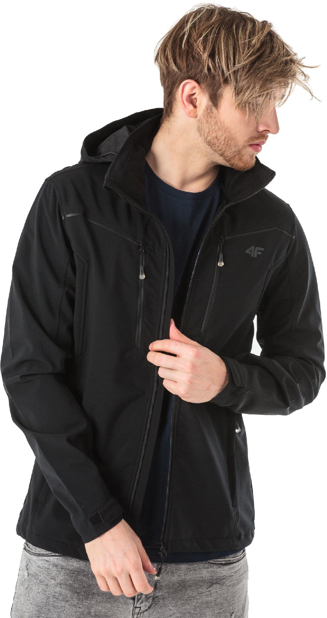 4f Kurtka męska softshell H4L18 SFM003 czarna r. XL w Sklep kurtka softshell z ociepleniem męska 4f