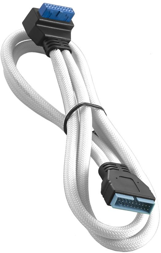 CableMod USB 19 pin - USB 20 pin, 0.5m, Biały (CM-CAB-RIU3-N50KW-R) 1