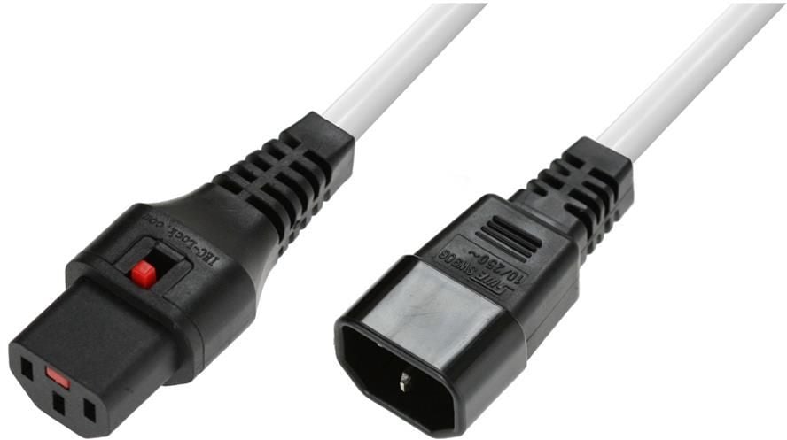 Kabel zasilający Assmann IEC LOCK 3x1mm2 IEC C14/IEC C13 prosty M/Ż 3m biały (IEC-PC1076) 1