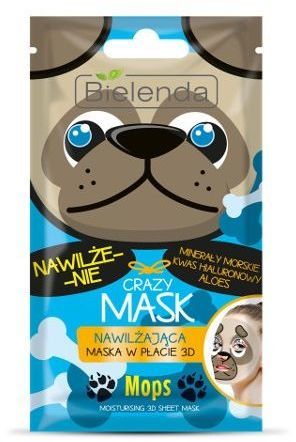 Bielenda Crazy Mask Maska nawilżająca w płacie 3D Mops 1